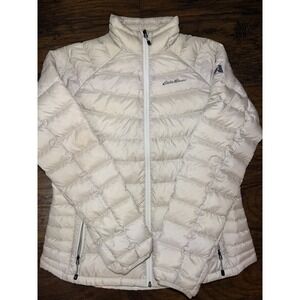 Eddie Bauer Jacket Coat Down Packable Ivory First Ascent Women's TL Tall Large